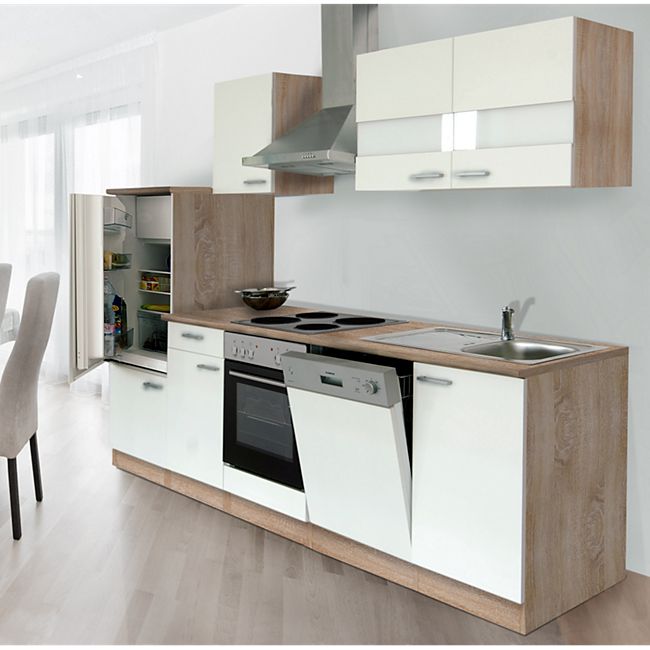 Respekta Kuchenzeile Lbkb280esw 280 Cm Ohne Gerate Weiss Eiche Sonoma Sagerau Nachbildung Online Kaufen Bei Netto